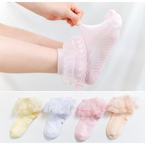 10 Pairs/lot Baby Girl Socks Kids Baby Lace Ruffle Laces Socks Toddler Socks Cotton Mesh Thin Summer Popsocket White Socks Girls