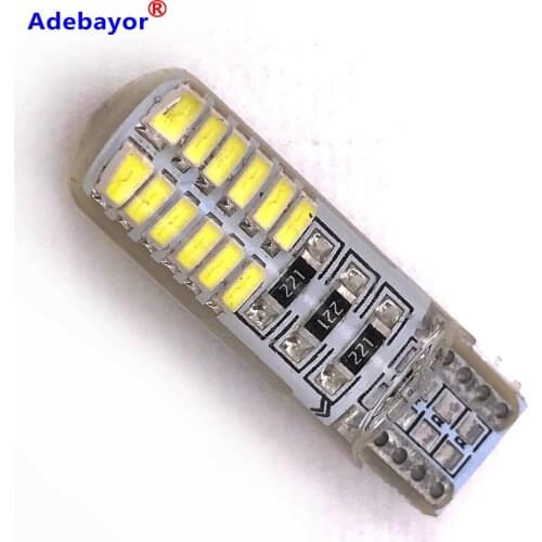 100pcs T10 W5W Silicone Case 24 SMD 3014 LED Car Reading Light 192 168 501 24SMD 24 LED Auto Wedge Bulb Parking Lamps 12V 100X
