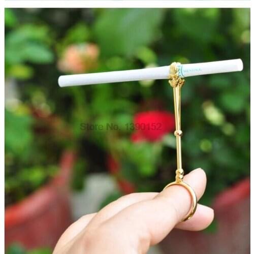 100pcs, gold and silver Smoking Finger Ring Smoker Cigarette Metal Hand Holder For Women Men Slim Cigarettes Smoking Accessories