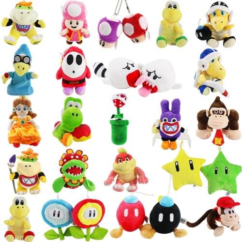 15-26cm Mushroom Princess Turtle Bomb Ghost Corpse Flower Star Purple Rabbit Goomba Bowser Yoshi Shy Guy Koopa Plush Toy Doll