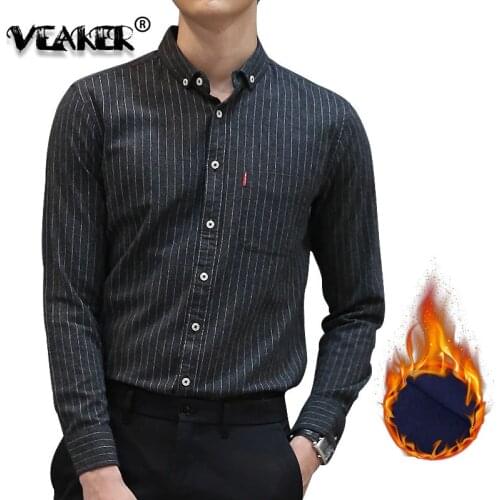 2018 men winter Fleece Shirt warm plaid shirts Male Tops long sleeve casual shirt Plus Size S-4XL