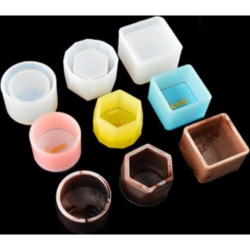 3pcs/set Silicone Mold Geometric Polygonal Concrete Flower Pot Succulent Plant Vase Mould DIY Candle Soap