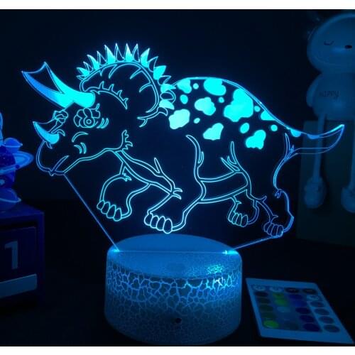 Dinosaur 3D Lamp USB LED 7 Colors Leopard Triceratops Figure For Kids Child Bedroom Decor Birthday Gifts Bedside Lamp