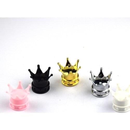 4 Pcs Anti-Theft Car Tire Air Valve Caps Pink Crown Shape air Leakproof Rustproof Rims Tyre Caps Car Styling Tools