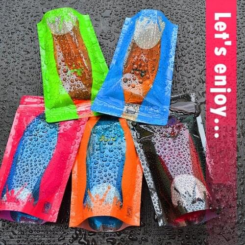 50pcs 350ml-500ml Summer Happy Life Party Drinks Beverage Bag Black/Blue/Red/Green/Orange Colorful Party Birthday Wedding Pouch