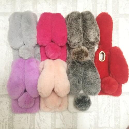 Rabbit Fur Case for Vivo IQOO NEO V17 Pro Y17 Y3 U10 U3X Z5 Z5X V15 V11 V11i Z3 Z3i V5 V7 Plus V9 Warm Winter Cover Bunny Case