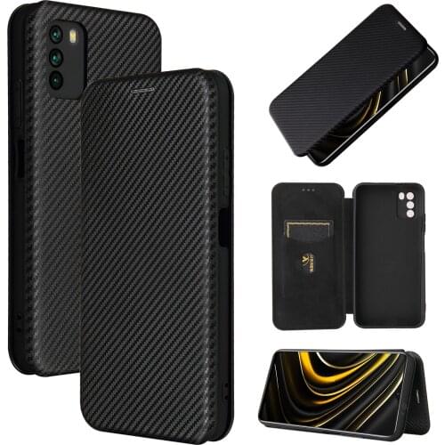 Full Protection Carbon Fiber Flip Bag for Xiaomi Pocophone Poco M3 M 3 X3 NFC 10T Lite F2 Pro Redmi Note 9S 9 8 8A 9C 9A 8T Case
