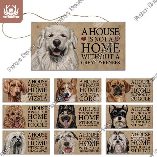 Putuo Decor Dog Tags Plaque Wood Dog Accessories Pet Tag Lovely Sign for Wooden Signs Decor Wall Decor Home Decoration
