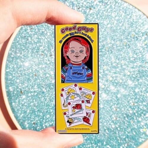 Chucky Childs Play 2 Good Guys Box Enamel Brooch Pin Backpack Hat Bag Lapel Pins Badges Women Mens Fashion Jewelry Accessories