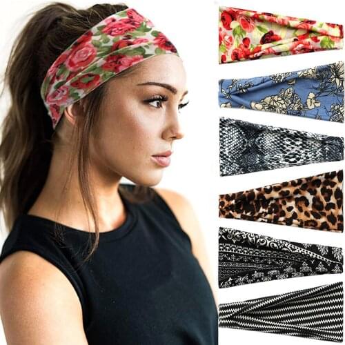 Women Headpiece Stretch 2021 Turban Hair Accessories Headwear Print Run Bandage Hair Bands Headbands Wide Headwrap Bandanas