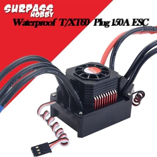 SURPASS HOBBY KK Waterproof T/XT60 Plug 150A ESC Electric Speed Controller for RC1/8 RC Car 4076 4068 Brushless Motor
