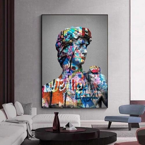 Graffiti Art Colorful David Portrait Canvas Paintings Street Art Cuadros Posters and Prints Wall Art Pictures for Home Decor