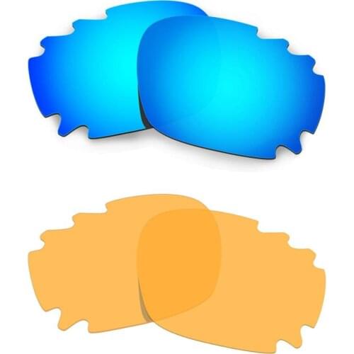 HKUCO For Jawbone-Vented Sunglasses Replacement Polarized Lenses 2 Pairs - Blue & Transparent Yellow