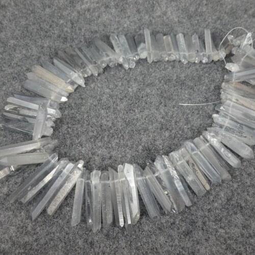 Gift idea, 2017 Free Light Blue Mystic Titanium AB Crystal Quartz Point Bead Rock Crystal Cut Sticks Pendant Crystal Jewelry