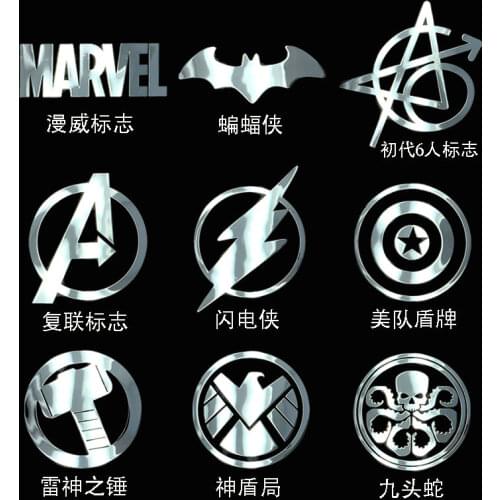 Disney Marvel Avengers Metal Sticker Thors Hammer Batman S.H.I.E.L.D. Mobile Phone Sticker Mobile Shell Decoration Sticker