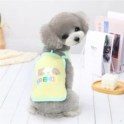 Cute Dog Clothes with Bibs Summer Dogs T-Shirt Clothing for Pomeranian Chihuahua French Bulldog Clothes with Saliva Towel Pet