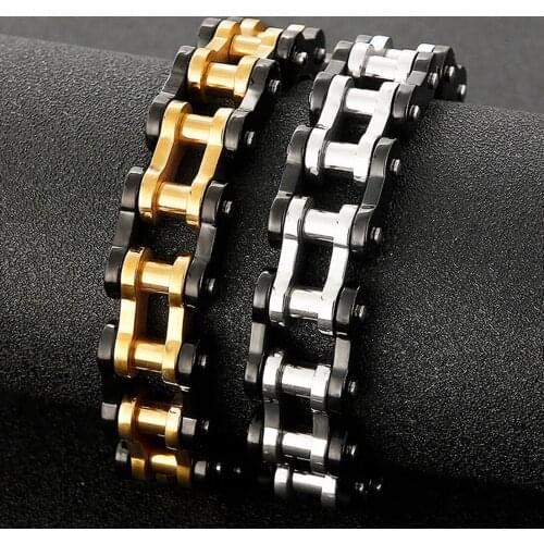 Granny Chic Stainless Steel Biker Chain Bracelet Mens Bracelet Link Chain Motorcycle Bicycle Style Fashion Punk Bangles Jewelry