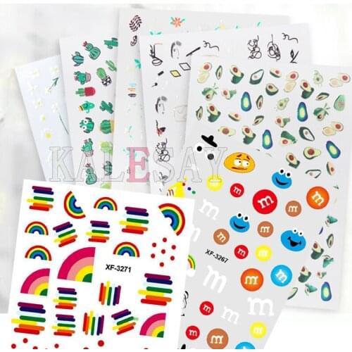 3D New Strawberry Kawaii Rainbow Nail Art Stickers Nail Decals Adhesive Sticker for Design Manicure Decorations Sticker for Nail