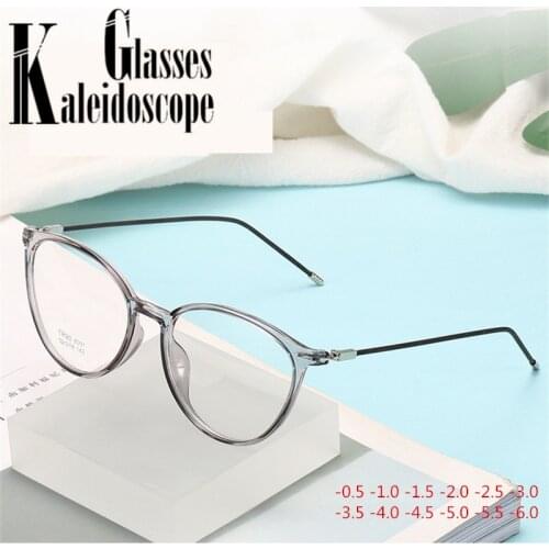 -1 -1.5 -2.0 -2.5 -3 -4 to -6.0 Finished Myopia Glasses Women Men Transparent Frame Fashion Student Short-sighted Eyeglasses