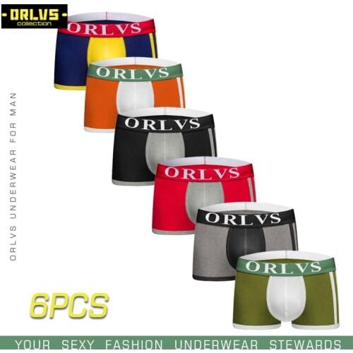 ORLVS 6PC/LOT Brand Sexy Man Underwear Boxer Men Cotton Men Underpants Breathable Male Men Comfortable Panties Shorts Boxer