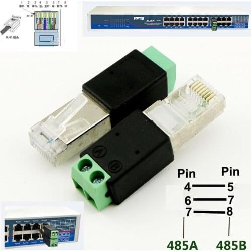 RJ45 Male to Screw Terminal Adaptor Adapter 485 2 Pin (6 7P)(7 8P)(4 5P) RS232 to RS458 Connector Splitter for CCTV DVR