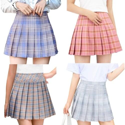 High Waist Pleated Skort Skirt Plaid School Student Short Dress Tennis Skirts Cheerleader Uniform With Inner Shorts Underpants