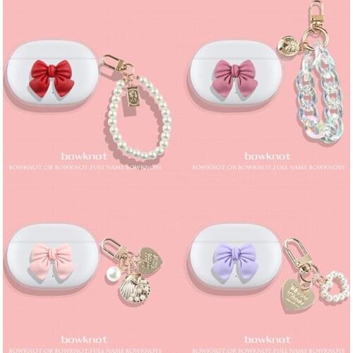Bowknot Transparent TPU Cover Earphone Case With Keyring For Sony WF-1000XM4 Wireless Earbuds for sony WF-1000XM4 case