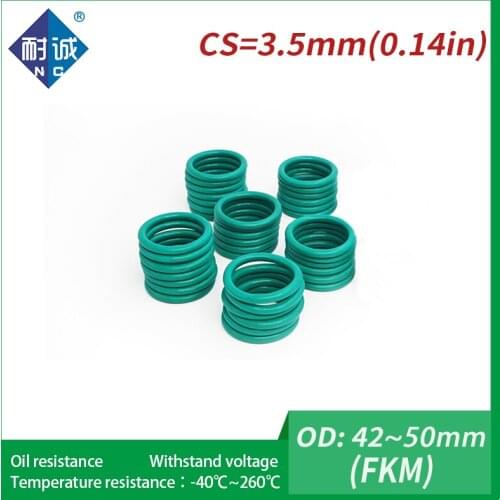 2PC/lot Rubber Ring Green FKM O ring Seals Thickness 3.5mm OD42/43/44/45/46/47/48/49/50mm Rubber O-Rings Fuel Washer