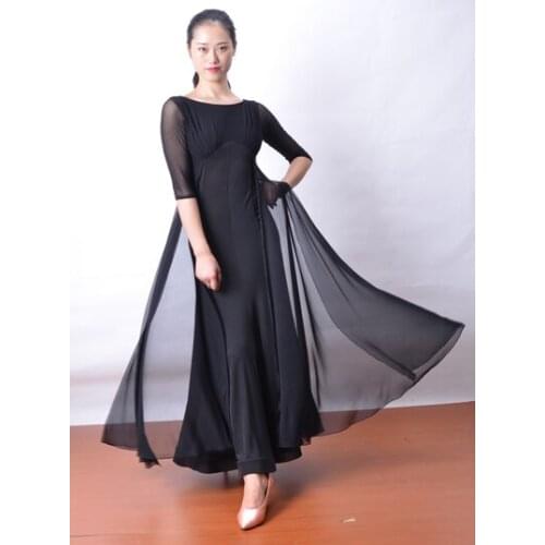 Modern dance ballroom large scale wing cross Halter sleeve dress W13016 modern practice dress