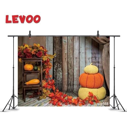LEVOO Autumn Decor Backdrop Knitted Pumpkins Wood Baby Portrait Photo Booth Photophone Vinyl Photographic Backdrop Shoot Props
