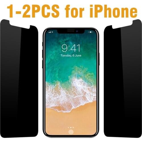 1-2PCS Privacy Black Half Screen Protector for Apple IPhone 11Pro 12 Pro Max X XS 6 6S 7 8 PLus 12Mini Anti Spy Tempered Glass
