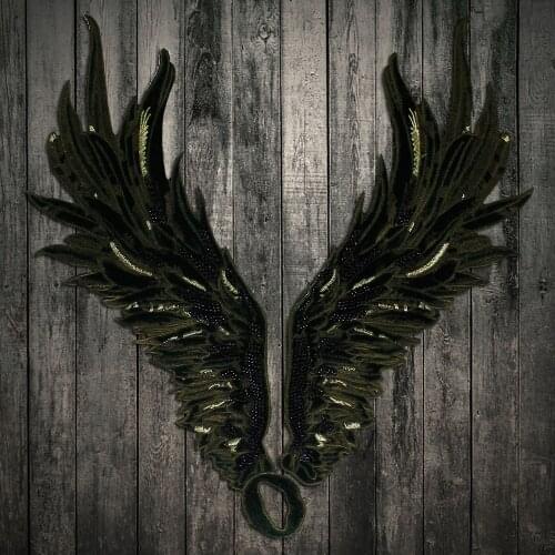 1pair New wing Embroidery lace applique paillette fabric sweater clothes patch sequined stickers t-shirt diy decoration