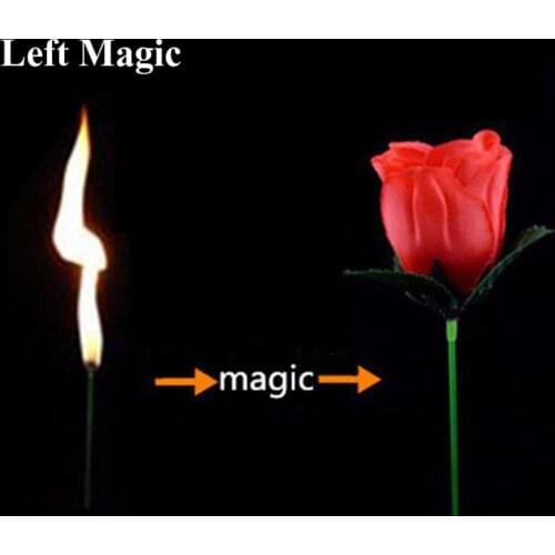 1PCS Torch To Flower-Torch To Rose-Fire Magic Trick Flame Appearing Flower Professional Magician Bar Illusion Stage Props G8156