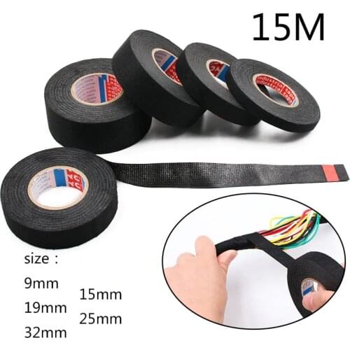 15m Electrical Insulation Tape 9/15/19/25/32 Width Heat-resistant Looms Wiring Harness Tape PET Bundle Flame Retardant Tape