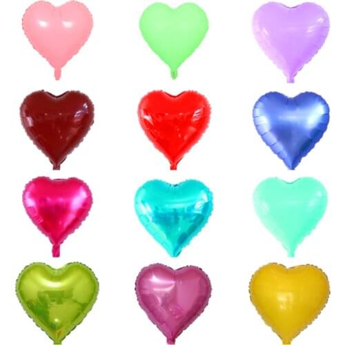 18 Inch Solid Color Heart-Shaped Aluminum Foil Helium Balloon Baby Birthday Party Wedding Scene Love Decoration Inflatable Ball