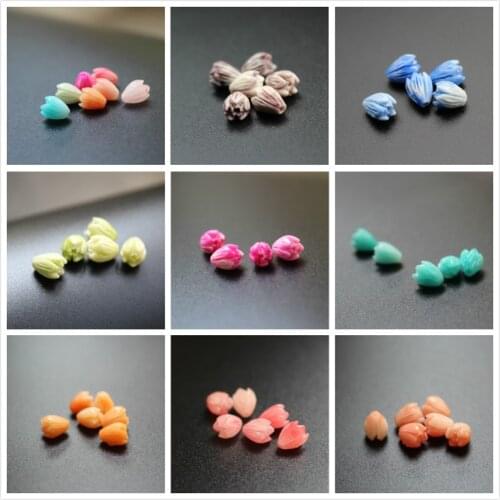 20Pcs 7mm 8mm 10mm Double colored Carved Jasmine Flower Artificial coral beads Multi-color for Jewelry making DIY