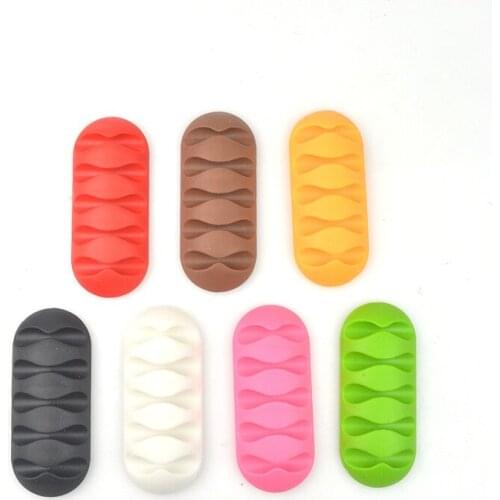 20pcs/lot Five Holes Desktop clip clamps Silicone Cable Wire Organizer Cable Clip USB Charger Cord Holder Cable Winder