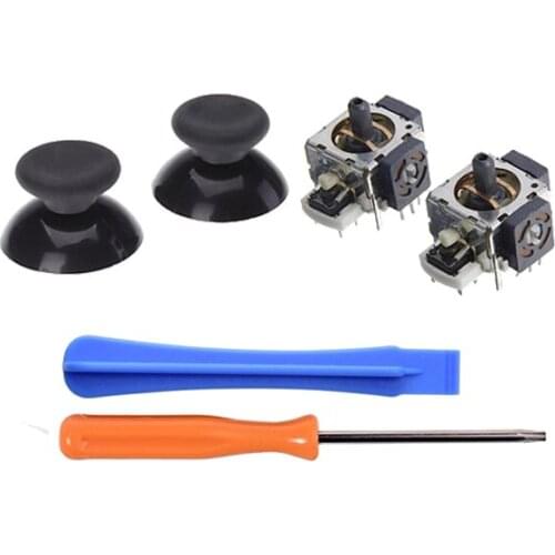 2x Black New Original 3D Analog Rocker Joystick +2x Thumb Stick Rocker Mushroom Cap Shell+T8 Screwdriver for XBox 360 Controller