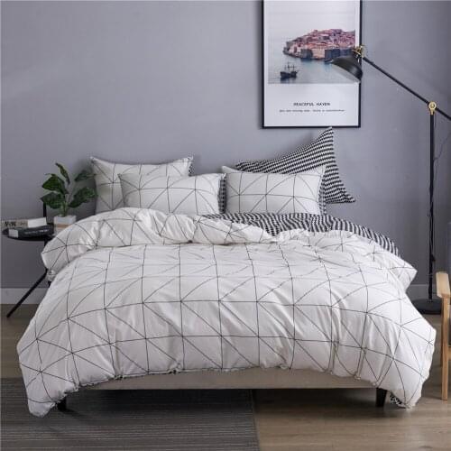 100% Cotton Home Set 3pcs include Duvet Cover Bed Pillowcase Geometry white and black Bed Linen Queen King Sizes Home Textiles