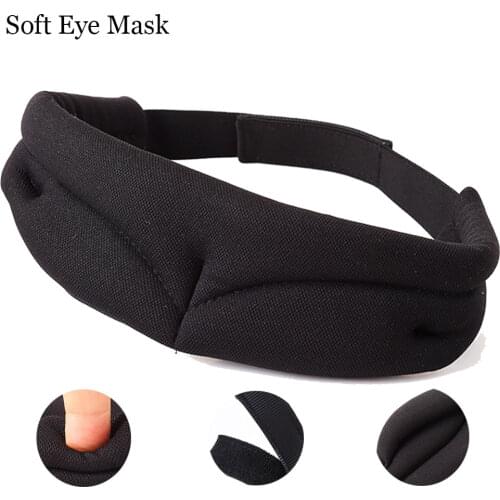 3D Sleeping Mask Eyes Bandage Cover Manta Black Soft Memory Foam Adjustable Breathable Blindfold Headband Eyepatch Night Mask