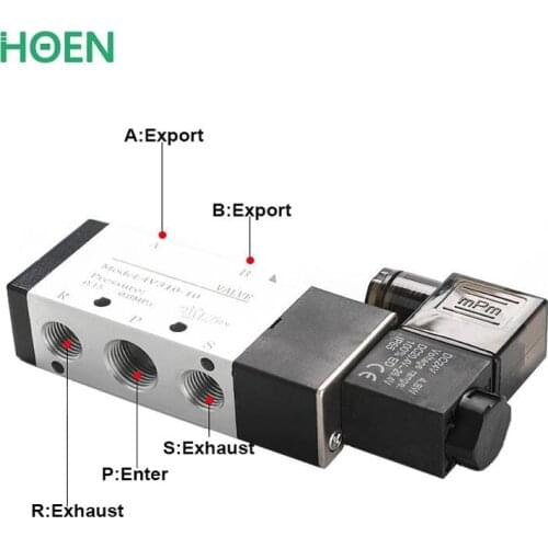 5 Way 2 Position Electir Solenoid Valve 4V310-10 3/8" Port Size DC12V 24V AC110V 220V Pneumatic Parts Air Control Valve