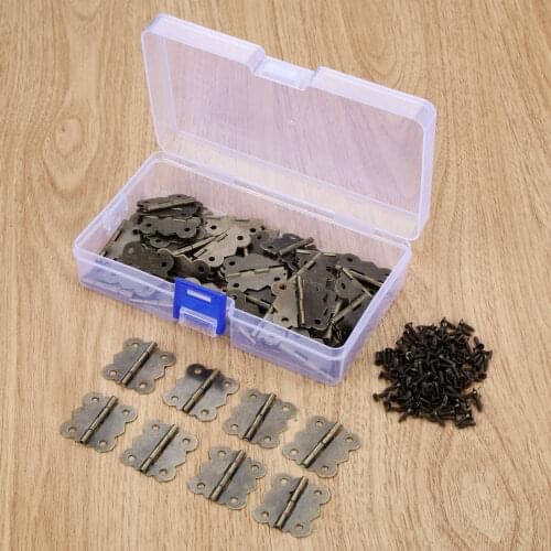 60pcs/box Jewelry Boxes Decorative Hinge 30*25mm Butterfly Door Cabinet Furniture Hinges Furniture Fittings +Screw+Storage Box