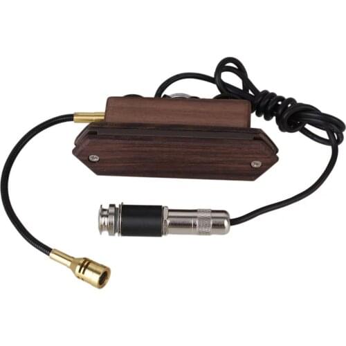 Wood Color Rosewood Acoustic Guitar Dual Coil Soundhole Pickup with Microphone