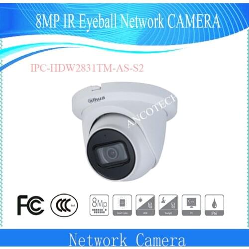 Free Shipping DAHUA 8MP WDR IR Eyeball Network Camera 2.8mm/3.6mm Lens Optional DH-IPC-HDW2831TM-AS-S2 in stock