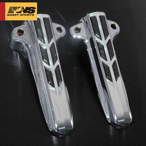 Black Motorcycle Red Light Front Lower Fork Cover Lower Leg Slider Covers Decoration For Harley Touring FLHT FLHX FLHR 2014-up