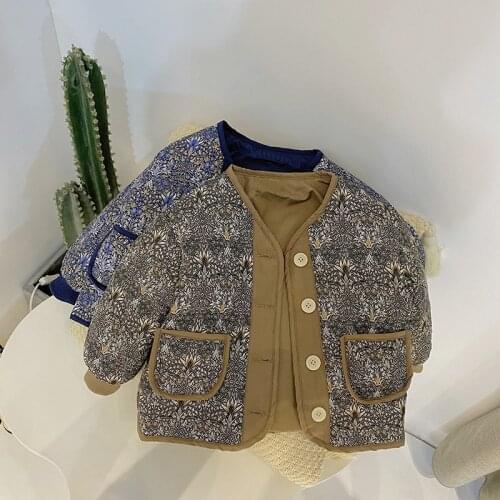 Unisex Children Jacket Autumn Winter Fashion Retro Floral Jacket for Baby Girl 3 4 5 6 7 Y Boy Cotton Warm Coat 2020 New Arrival