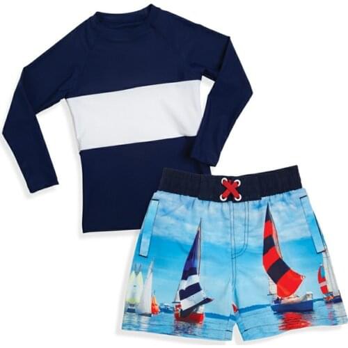 New childrens long-sleeved swimsuit jellyfish clothing beach pants sunscreen surfing clothing split two-piece sw650-G1