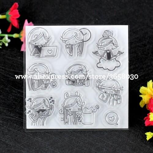 Happy Girl Scrapbook DIY photo cards rubber stamp clear stamp transparent stamp 10x10cm 8072369
