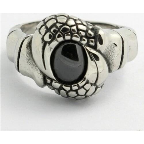 1pc Fashion Design 316L Stainless Steel Big Black Stone Punk Style Hot Ring Wholesale Price