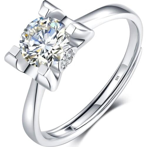 Szjinao 6*6mm Round Cut Moissanite Ring Women Girl Wedding Bands Engagement Rings Bride 925 Silver Cute Fine Jewelry 2021 Trend